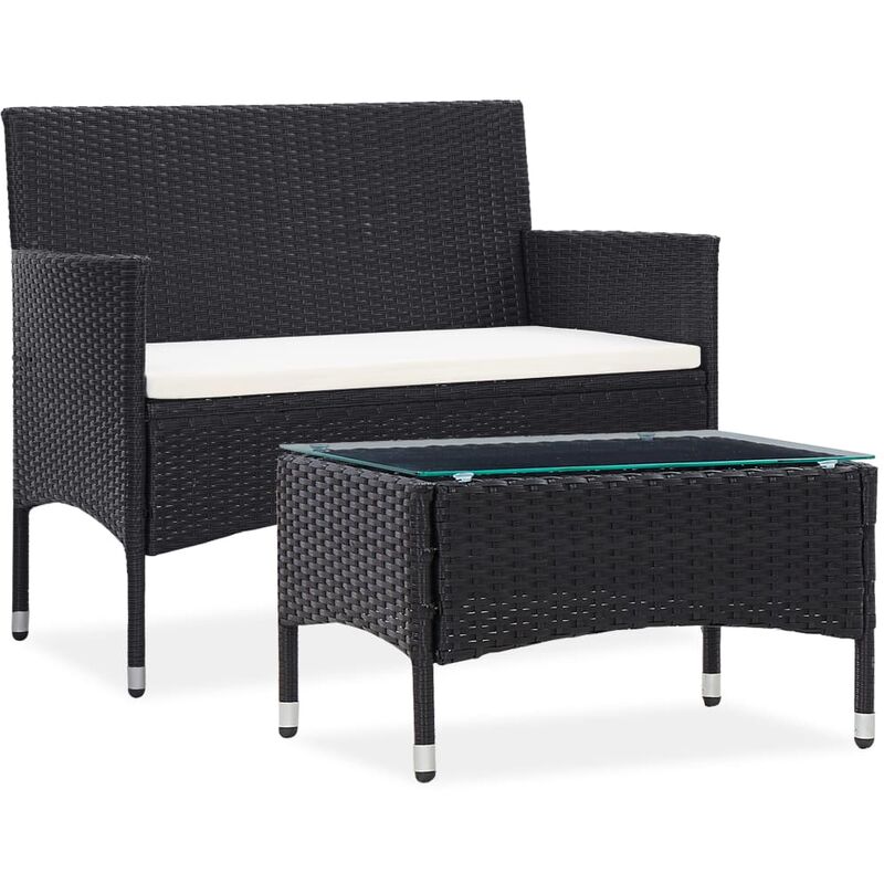 

Set muebles de jardín 2 piezas con cojín ratán sintético negro - Negro - Vidaxl