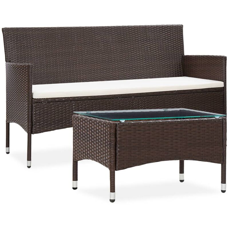 

Vidaxl - Set muebles de jardín 2 piezas con cojín ratán sintético marrón - Marrón