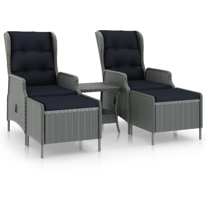 

Set muebles jardín 3 pzas ratán sintético gris claro y cojines - Gris - Vidaxl