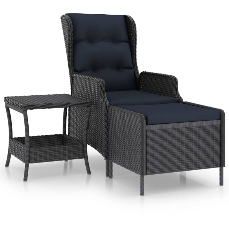 

vidaXL Set muebles jardín 2 pzas ratán sintético gris oscuro y cojines - Gris