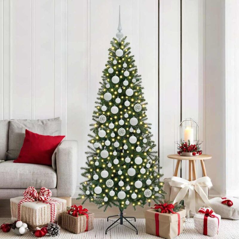 Vidaxl Set Di Palle Di Natale Con 300 Led 120 Pcs Bianco Plastica