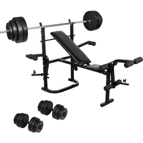 vidaXL Set Palestra Casa Panca Pesi Pieghevole Bilanciere Manubri