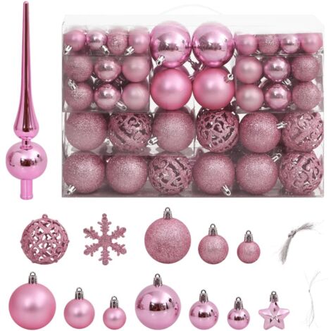 vidaXL Set Palline di Natale 111 pz Rosa in Polistirene