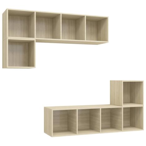 vidaXL Set Porta TV 4 pz Rovere Sonoma in Truciolato