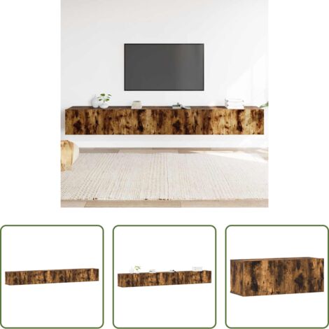 vidaXL Set porta TV a parete -  Set Mobili Porta TV 3 pz Rovere Fumo in Legno Multistrato