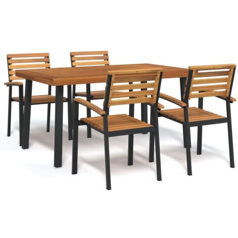 vidaXL Set Pranzo da Giardino 5 pz Legno Massello di Acacia e Metallo
