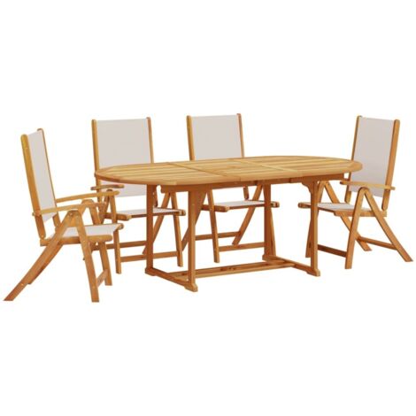 vidaXL Set Pranzo da Giardino 5pz Legno Massello di Acacia e Textilene
