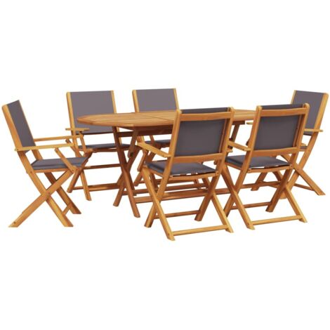 vidaXL Set Pranzo da Giardino 7 pz Antracite Tessuto e Legno Massello