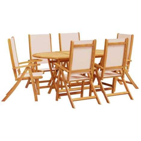 vidaXL Set Pranzo da Giardino 7pz Legno Massello di Acacia e Textilene