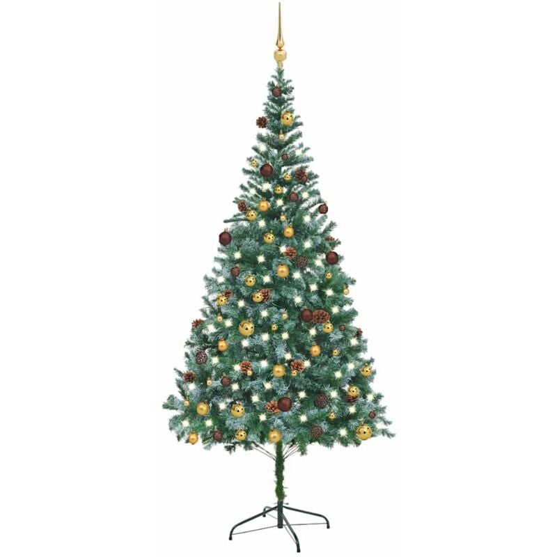 

Set árbol de Navidad artificial con LED, bolas y piñas 210 cm - Vidaxl