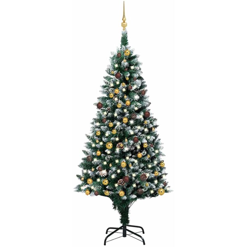

Set árbol de Navidad artificial con LED, bolas y piñas 210 cm - Vidaxl