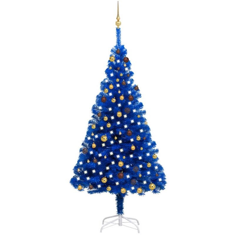 

Vidaxl - Set árbol de Navidad artificial con LED y bolas azul 210 cm PVC