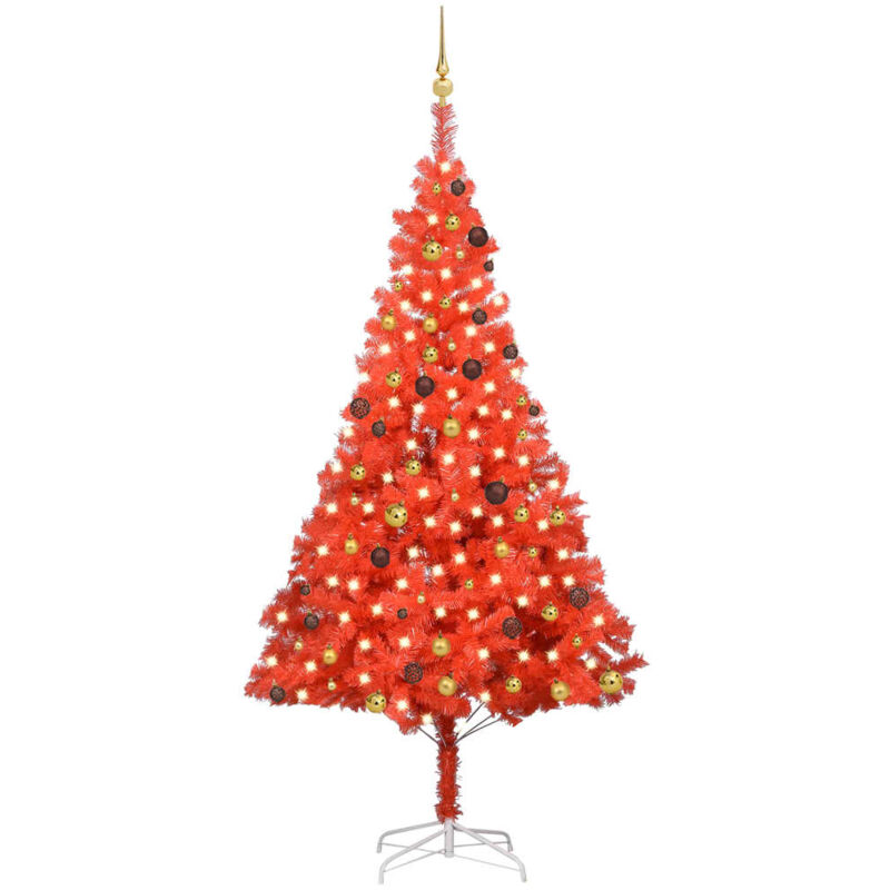 

Set árbol de Navidad artificial con LED y bolas rojo 240 cm PVC - Vidaxl