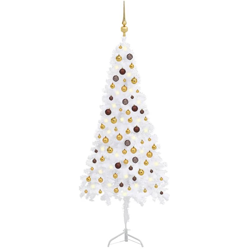 

Set árbol de Navidad artificial esquina LED y bola blanco 180cm - Vidaxl