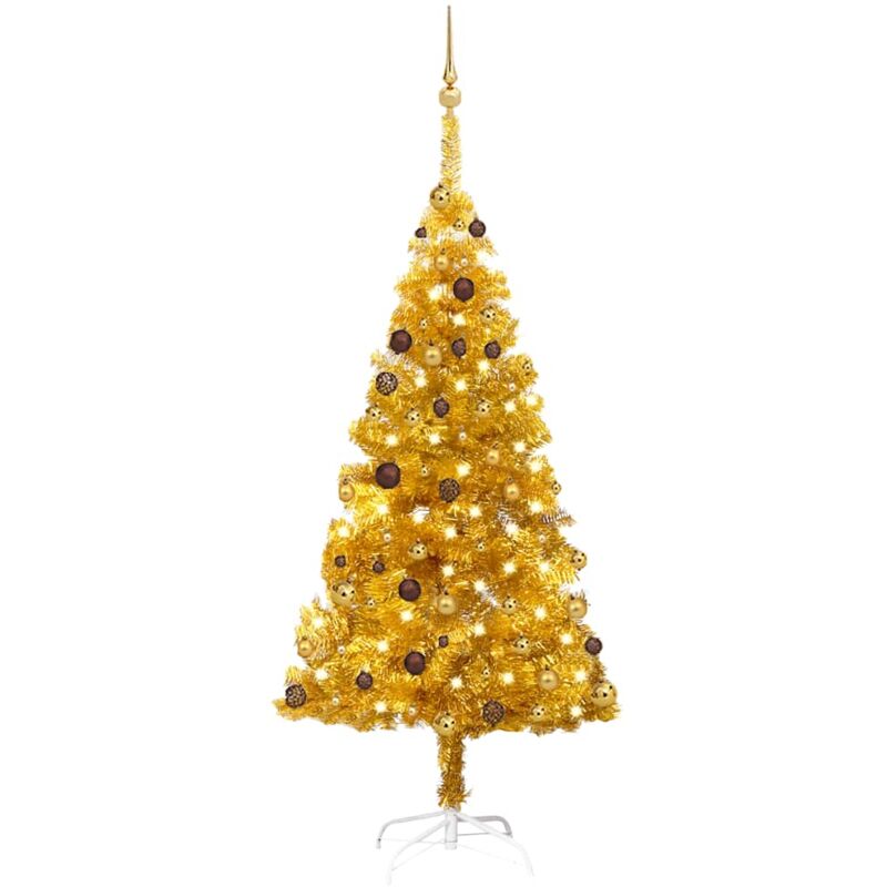 

Set árbol de Navidad artificial LED y bolas dorado PET 180 cm - Vidaxl