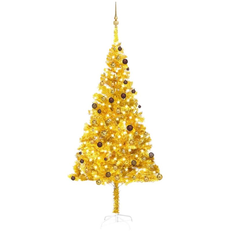 

Set árbol de Navidad artificial LED y bolas dorado PET 240 cm - Vidaxl