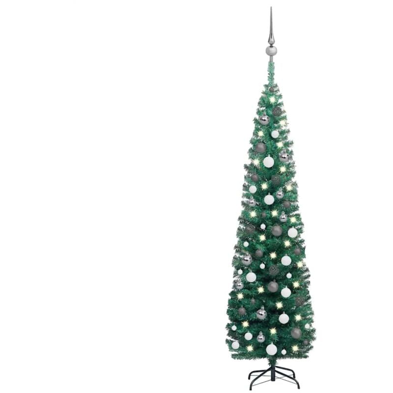 

Set árbol Navidad artificial delgado LED y bolas verde 180 cm - Vidaxl