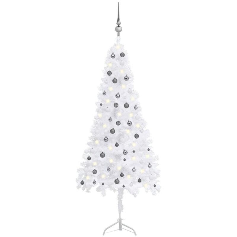 

Set árbol Navidad artificial esquina LED y bola blanco 240 cm - Vidaxl