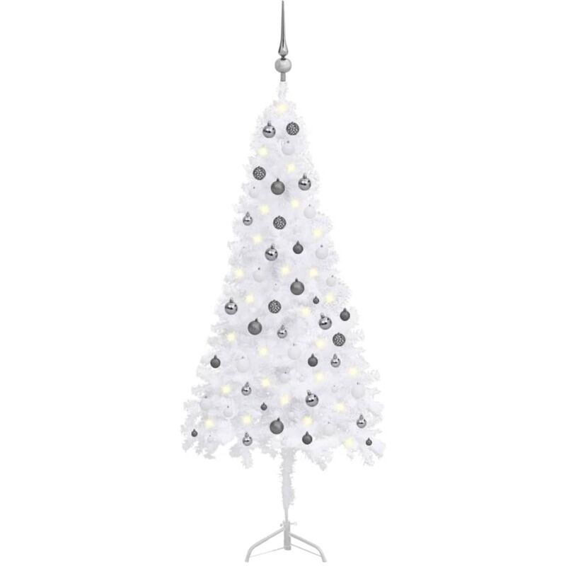

Set árbol Navidad artificial esquina LED y bolas blanco 180 cm - Vidaxl