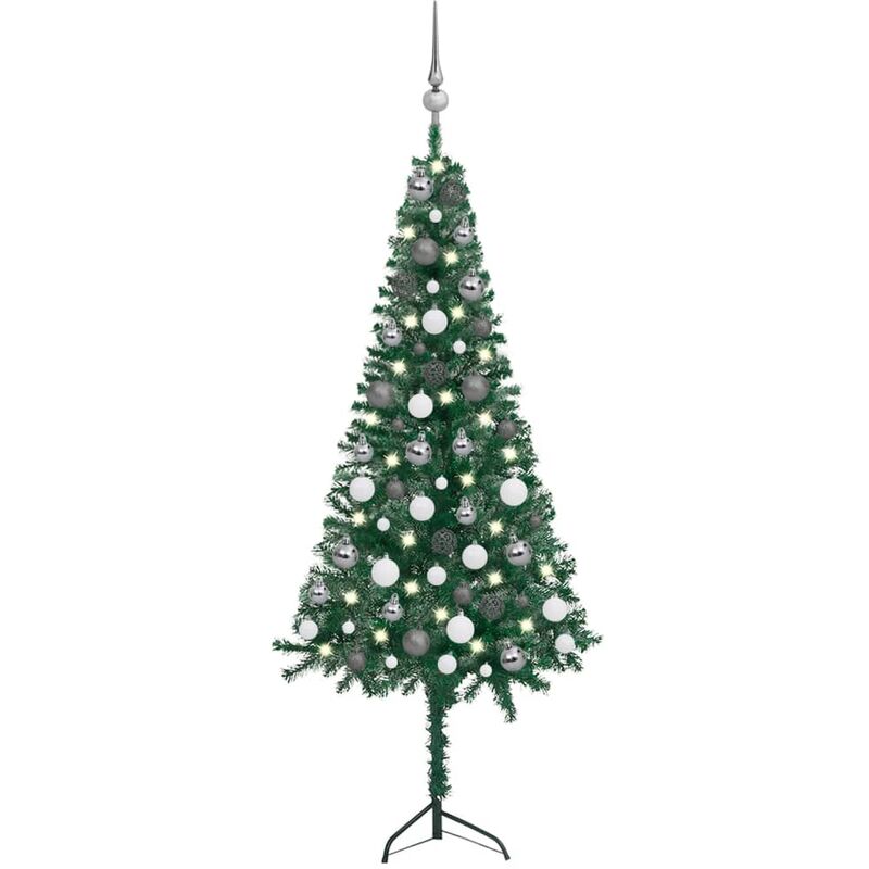 

Set árbol Navidad artificial esquina LED y bolas verde 120 cm - Vidaxl