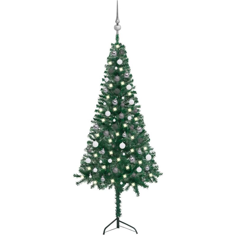 

Set árbol Navidad artificial esquina LED y bolas verde 180 cm - Vidaxl