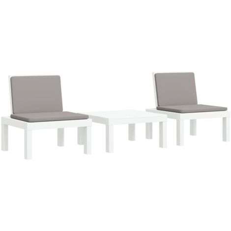 vidaXL Set Salotto da Giardino 3 pz con Cuscini Bianco in PP