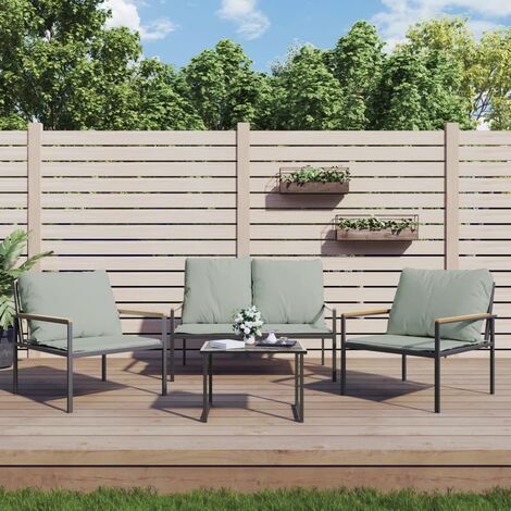 vidaXL Set Salotto da Giardino 3 pz con Cuscini in Acciaio