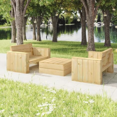 vidaXL Set Salotto da Giardino 3 pz Legno Massello di Pino Impregnato