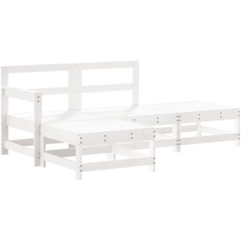 vidaXL Set Salotto da Giardino 4 pz Bianco in Legno Massello di Pino