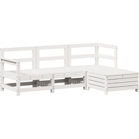 vidaXL Set Salotto da Giardino 4 pz Bianco in Legno Massello di Pino
