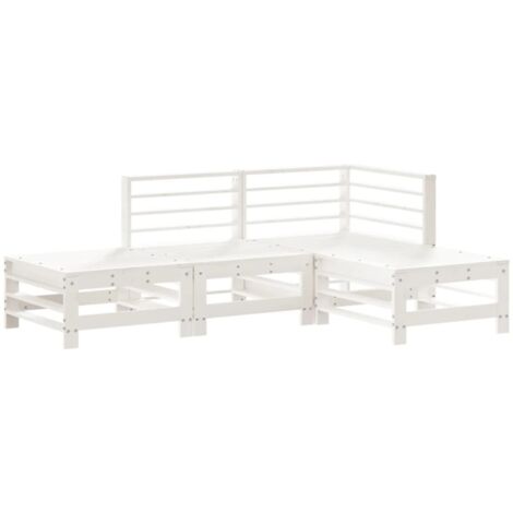 vidaXL Set Salotto da Giardino 4 pz Bianco in Legno Massello di Pino
