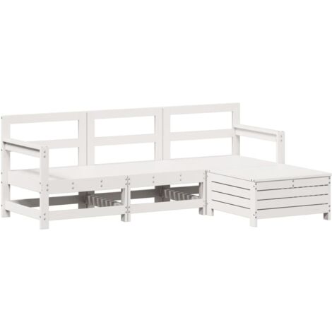 vidaXL Set Salotto da Giardino 4 pz Bianco in Legno Massello di Pino