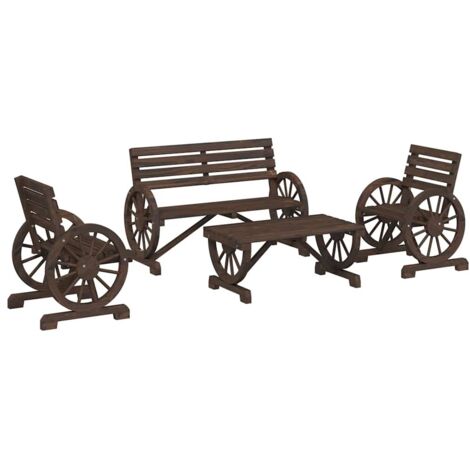 vidaXL Set Salotto da Giardino 4 pz in Legno Massello di Abete