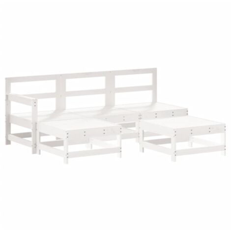 vidaXL Set Salotto da Giardino 5 pz Bianco in Legno Massello di Pino