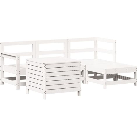 vidaXL Set Salotto da Giardino 5 pz Bianco in Legno Massello di Pino