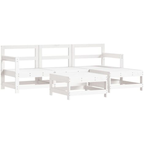 vidaXL Set Salotto da Giardino 5 pz Bianco in Legno Massello di Pino