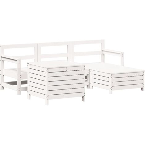 vidaXL Set Salotto da Giardino 5 pz Bianco in Legno Massello di Pino