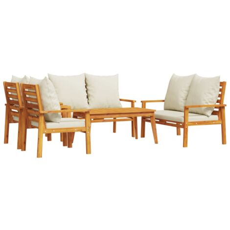 vidaXL Set Salotto da Giardino 5 pz con Cuscini Legno Massello Acacia