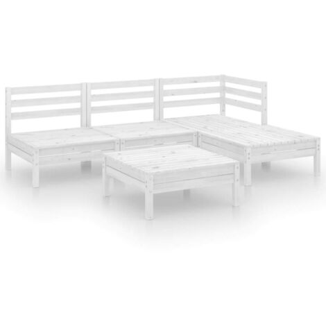 vidaXL Set Salotto da Giardino 5 pz in Legno Massello di Pino Bianco