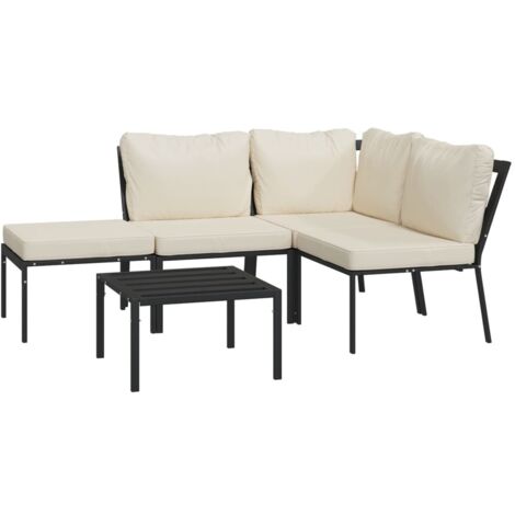 vidaXL Set Salotto da Giardino 5pz con Cuscini Sabbia in Acciaio