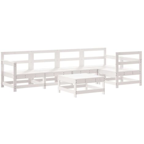 vidaXL Set Salotto da Giardino 6 pz Bianco in Legno Massello di Pino