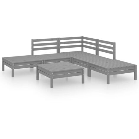 vidaXL Set Salotto da Giardino 6 pz in Legno Massello di Pino Grigio