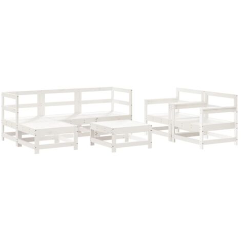 vidaXL Set Salotto da Giardino 7 pz Bianco in Legno Massello di Pino