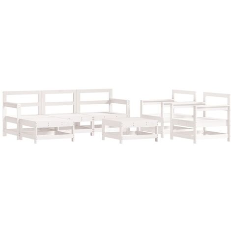 vidaXL Set Salotto da Giardino 7 pz Bianco in Legno Massello di Pino