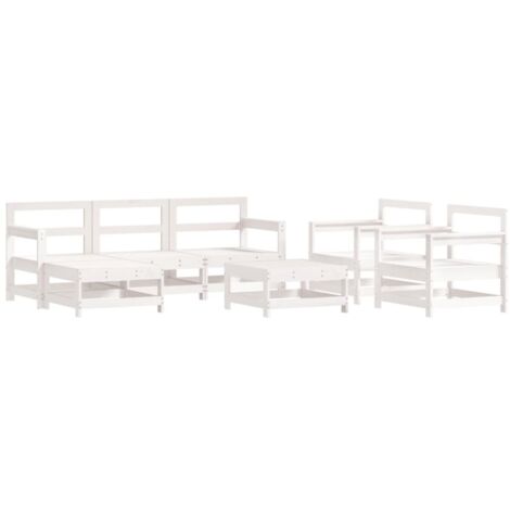 vidaXL Set Salotto da Giardino 7 pz Bianco in Legno Massello di Pino