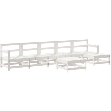 vidaXL Set Salotto da Giardino 7 pz Bianco in Legno Massello di Pino