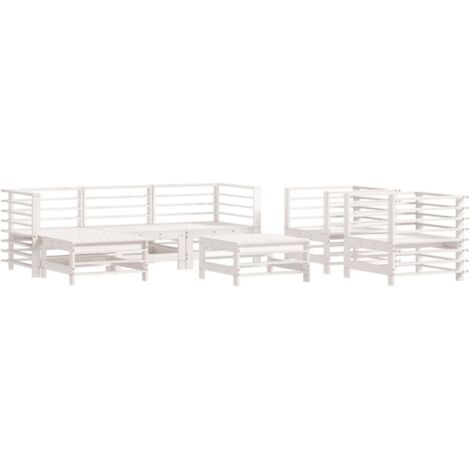 vidaXL Set Salotto da Giardino 7 pz Bianco in Legno Massello di Pino