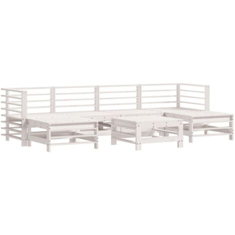 vidaXL Set Salotto da Giardino 7 pz Bianco in Legno Massello di Pino