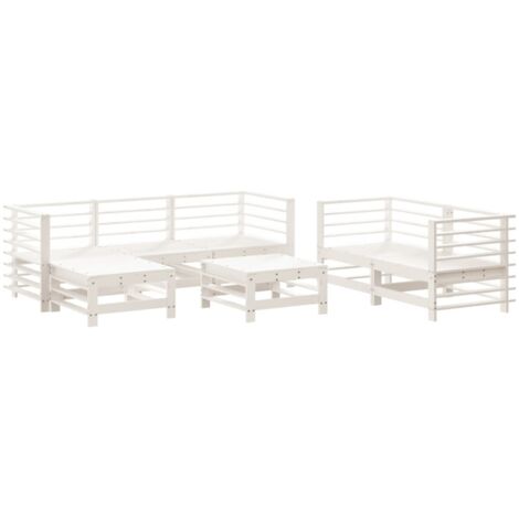 vidaXL Set Salotto da Giardino 7 pz Bianco in Legno Massello di Pino