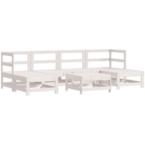 vidaXL Set Salotto da Giardino 7 pz Bianco in Legno Massello di Pino